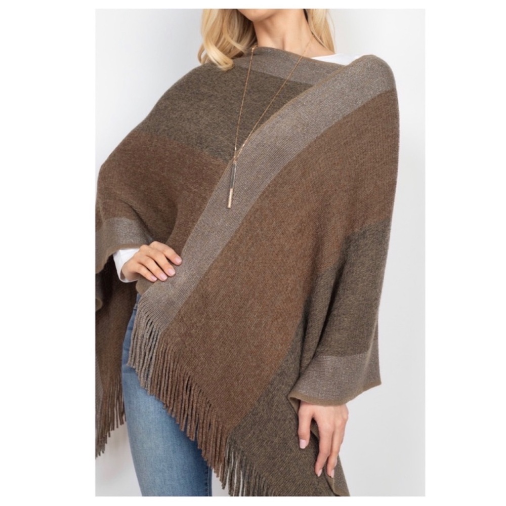 1 LEFT! Soft Fringe Women’s Fall Poncho - Picture 9 of 10